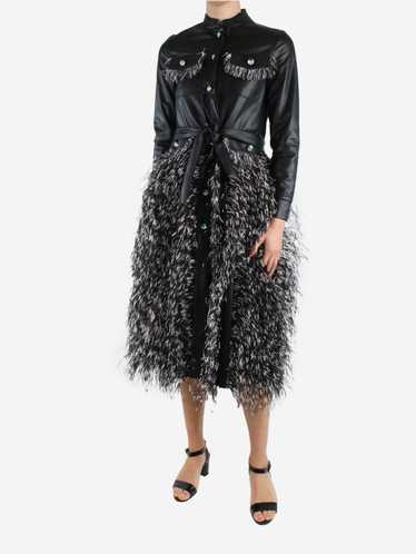 Huishan Zhang Black bejewelled button-up pleated f