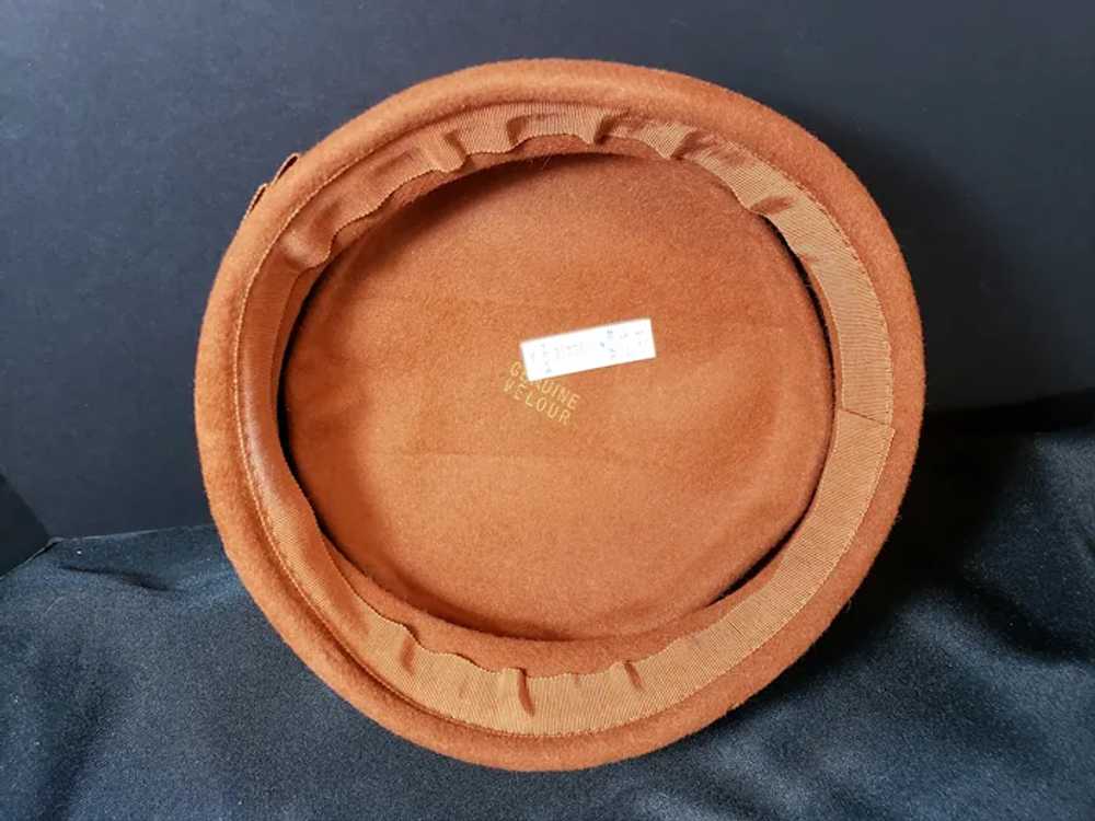 Mid-Century Copper-Colored Pill Box Hat - image 11