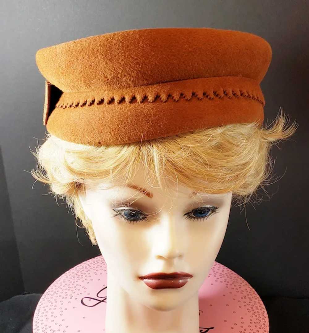 Mid-Century Copper-Colored Pill Box Hat - image 9