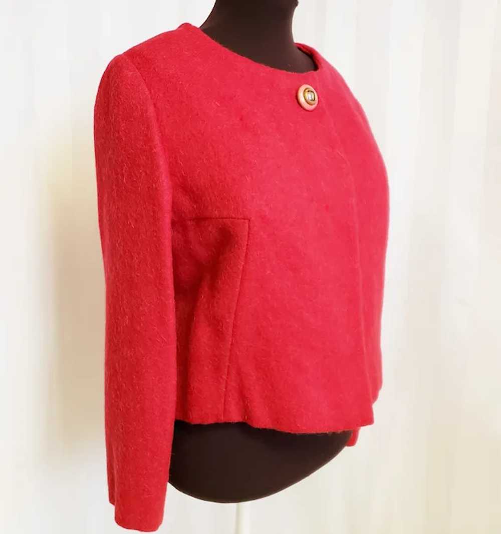 Mid Century Red Vogue Couturier Design Mohair Jacket Gem