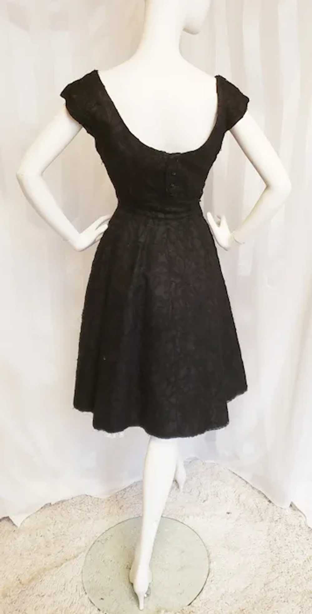 Hattie Carnegie 1950's Black Lace Cocktail Dress - image 12