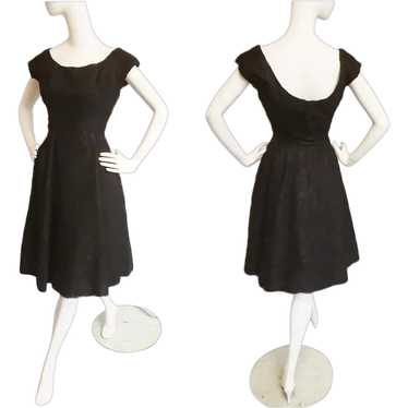Hattie Carnegie 1950's Black Lace Cocktail Dress - image 1