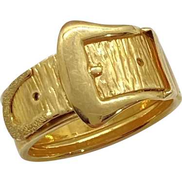 Vintage Buckle or Garter Band Ring 14K Gold