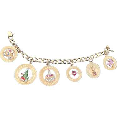 14K Yellow Gold Holiday Charm Bracelet