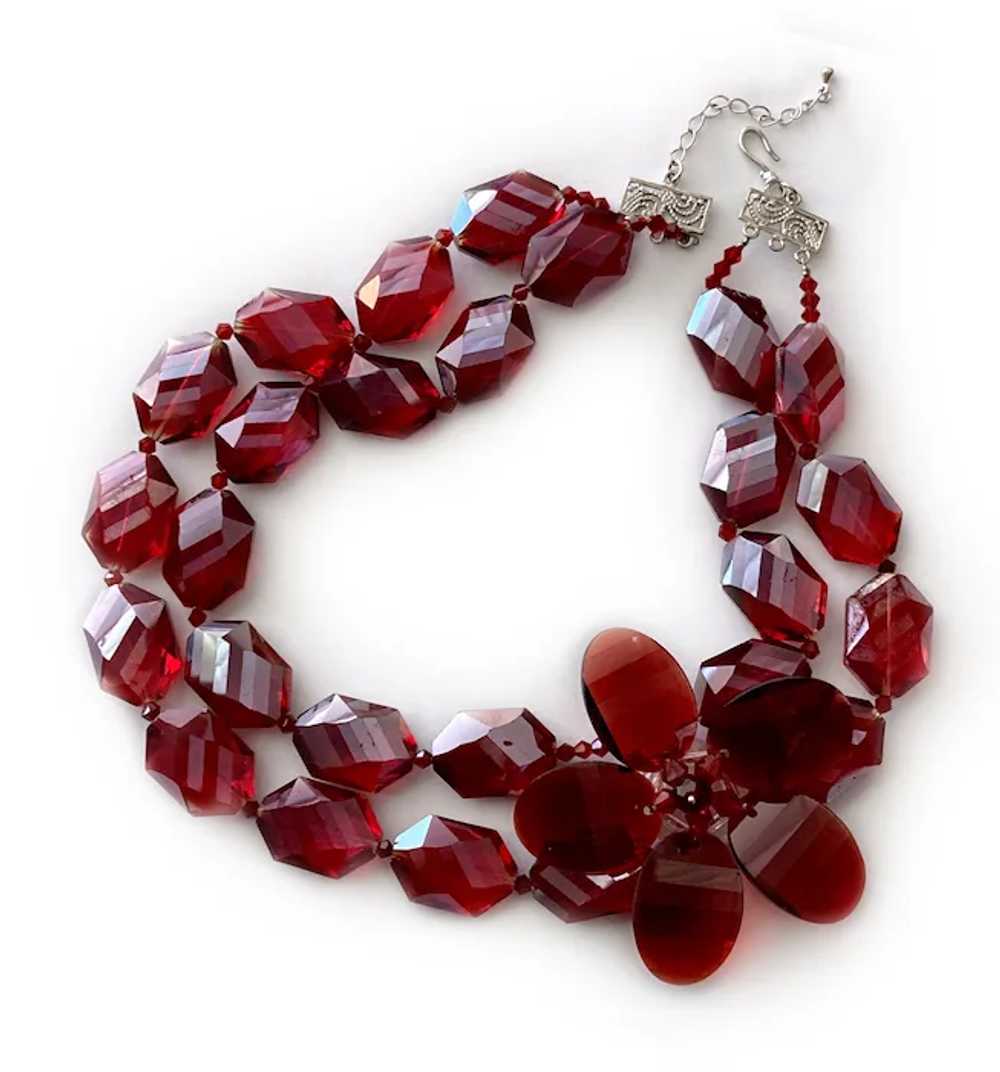 Chunky Red Aurora Borealis 'Lei' Necklace: All Gl… - image 2