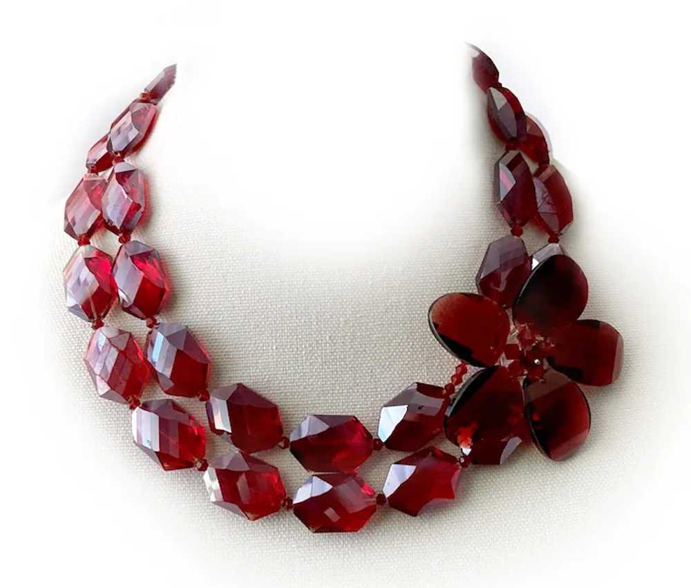 Chunky Red Aurora Borealis 'Lei' Necklace: All Gl… - image 3