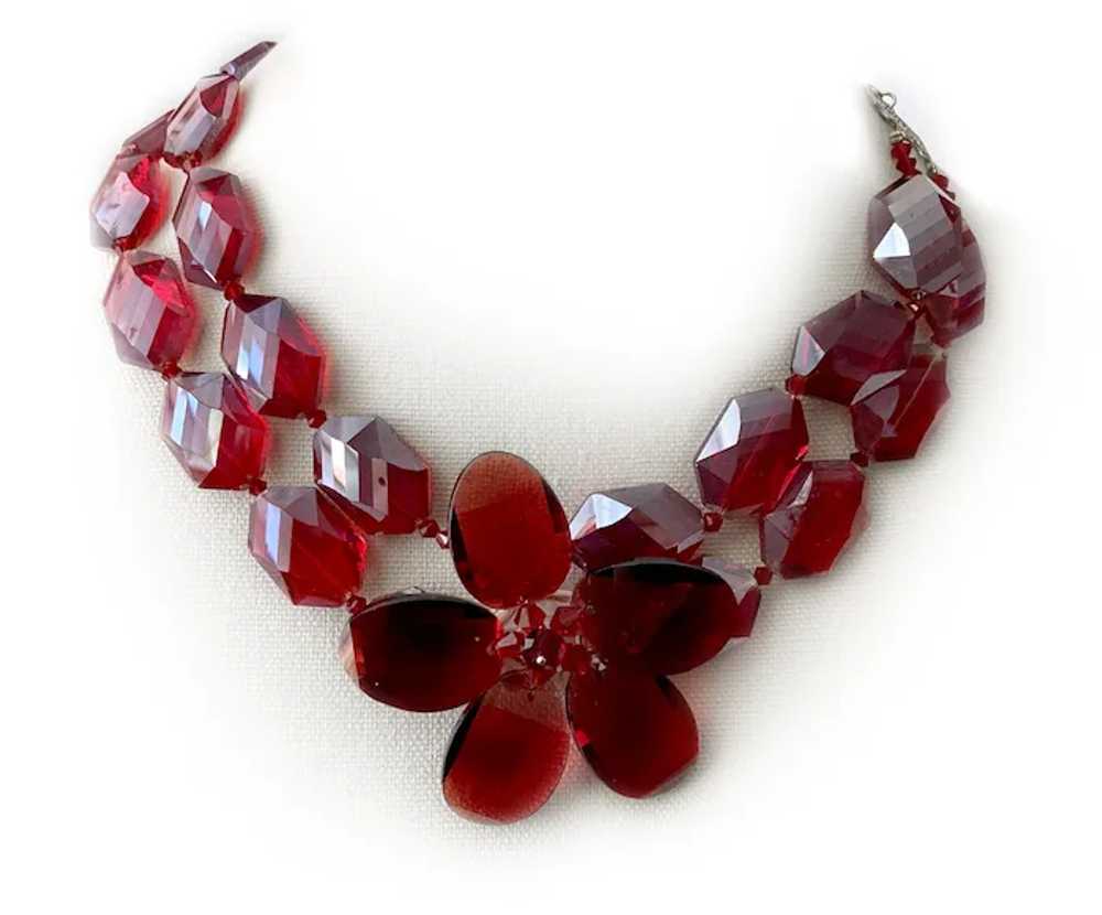 Chunky Red Aurora Borealis 'Lei' Necklace: All Gl… - image 4