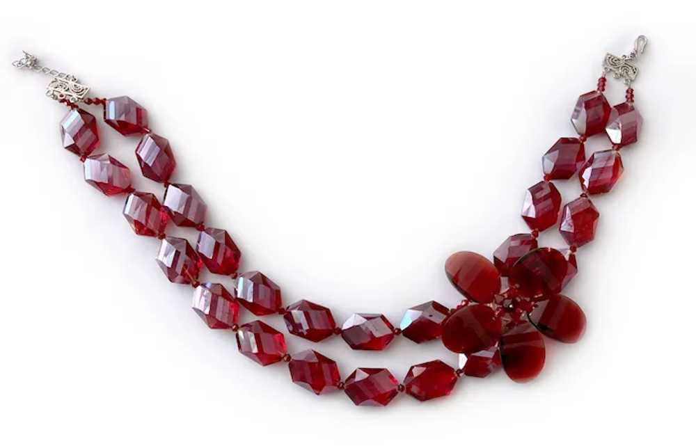 Chunky Red Aurora Borealis 'Lei' Necklace: All Gl… - image 5