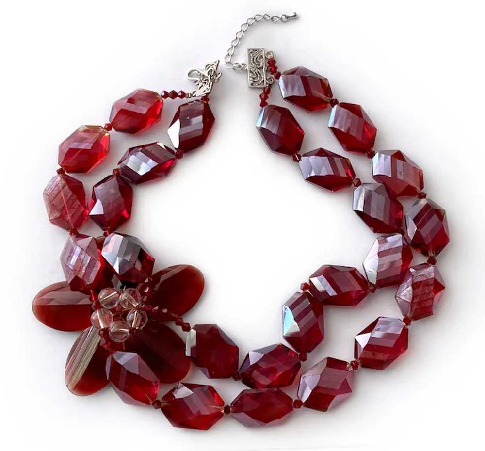 Chunky Red Aurora Borealis 'Lei' Necklace: All Gl… - image 7