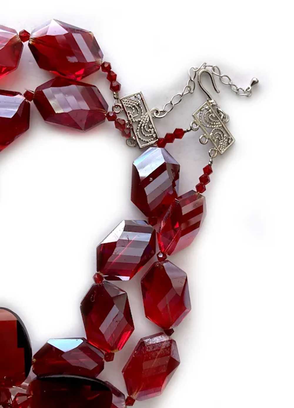 Chunky Red Aurora Borealis 'Lei' Necklace: All Gl… - image 9