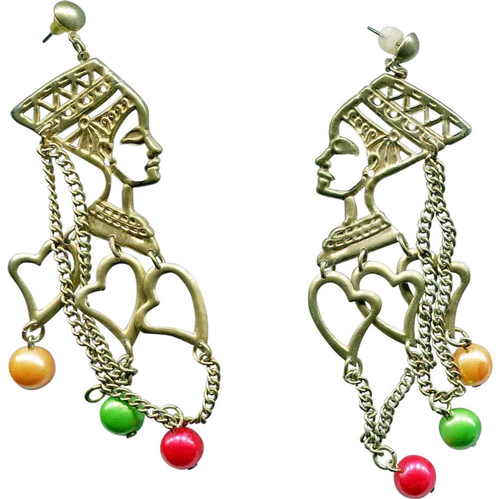 Egyptian Queen Pierced Drop Earrings - image 1