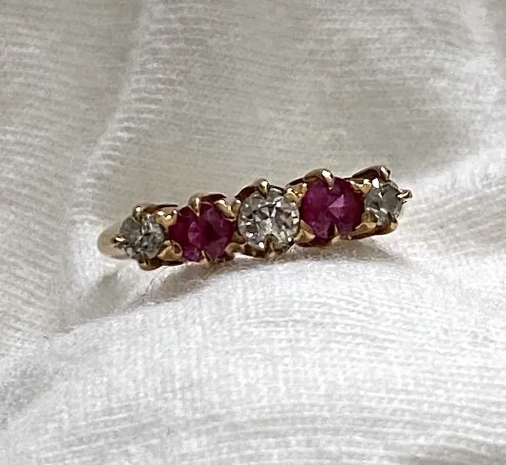 Antique DIAMOND & RUBY RING – 14k Gold, Straight … - image 10