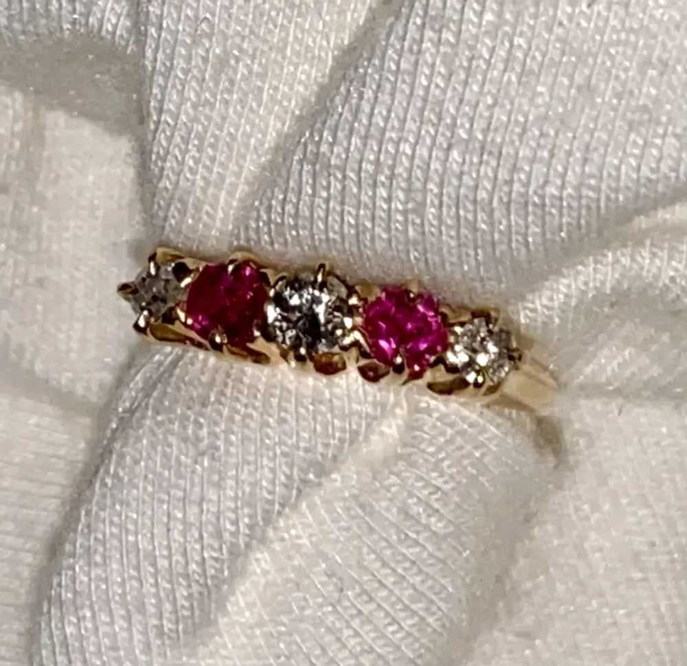 Antique DIAMOND & RUBY RING – 14k Gold, Straight … - image 6