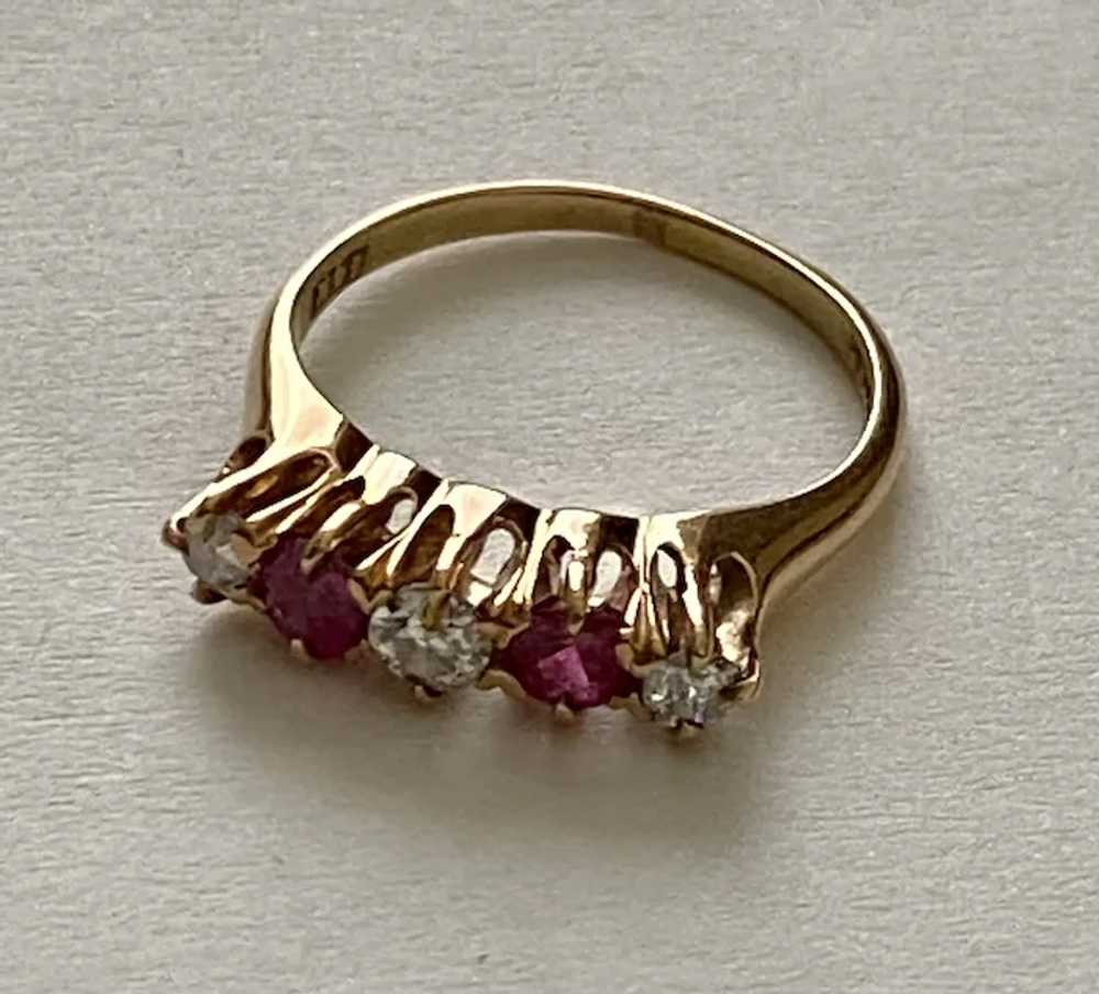 Antique DIAMOND & RUBY RING – 14k Gold, Straight … - image 9