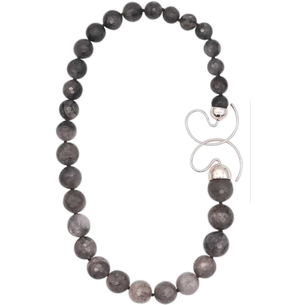 Monica Coscioni Roma Faceted Gray Agate Bead Neck… - image 1