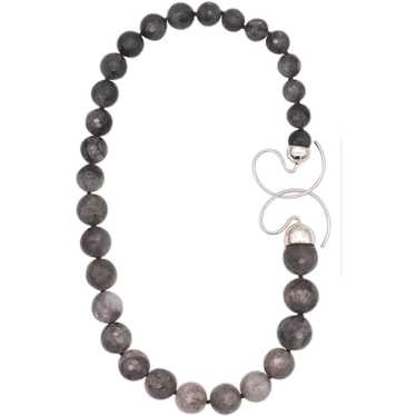 Monica Coscioni Roma Faceted Gray Agate Bead Neck… - image 1