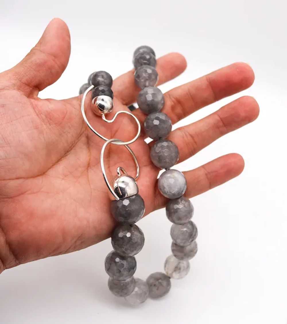 Monica Coscioni Roma Faceted Gray Agate Bead Neck… - image 3