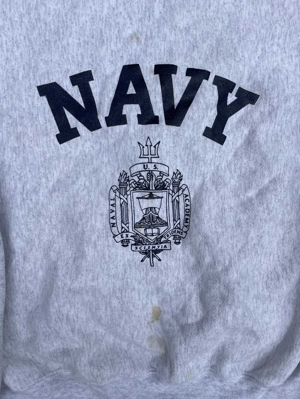 Military × Vintage Vintage Navy Reverse Weave 90s… - image 2