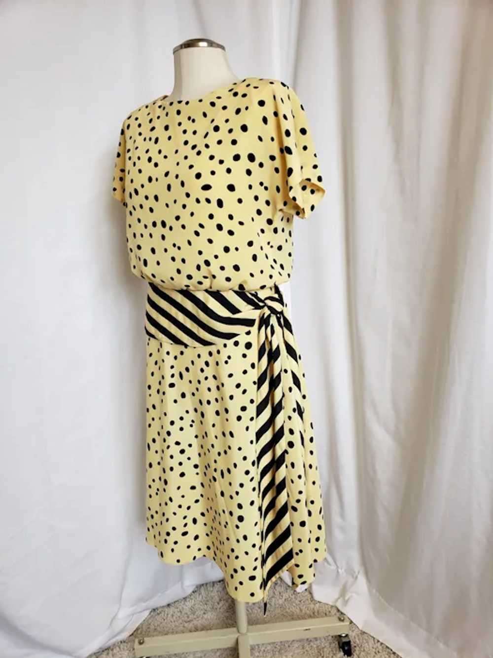 Sunny Yellow and Black Dots 'n Stripes Dress - image 10