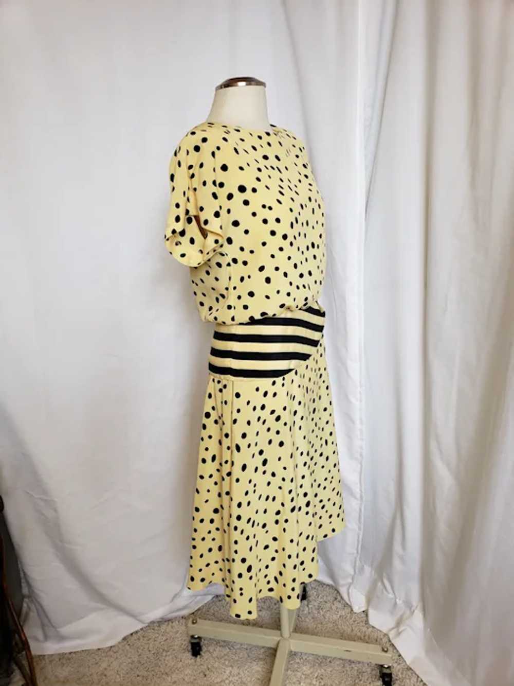 Sunny Yellow and Black Dots 'n Stripes Dress - image 12