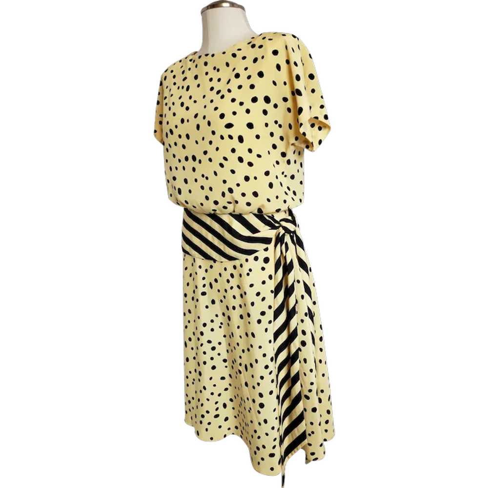 Sunny Yellow and Black Dots 'n Stripes Dress - image 1