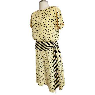 Sunny Yellow and Black Dots 'n Stripes Dress