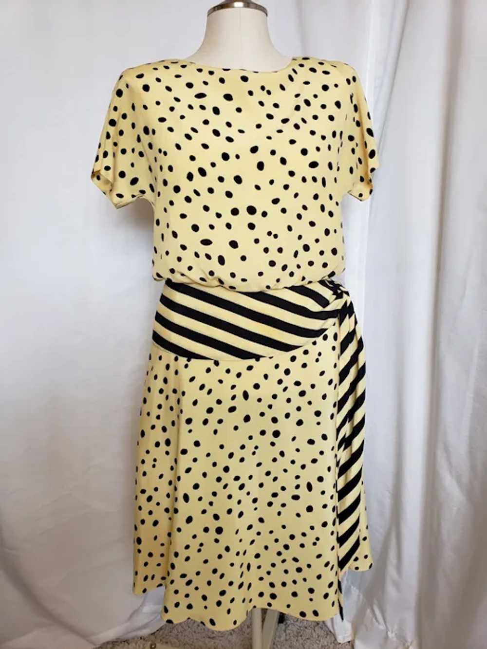 Sunny Yellow and Black Dots 'n Stripes Dress - image 2