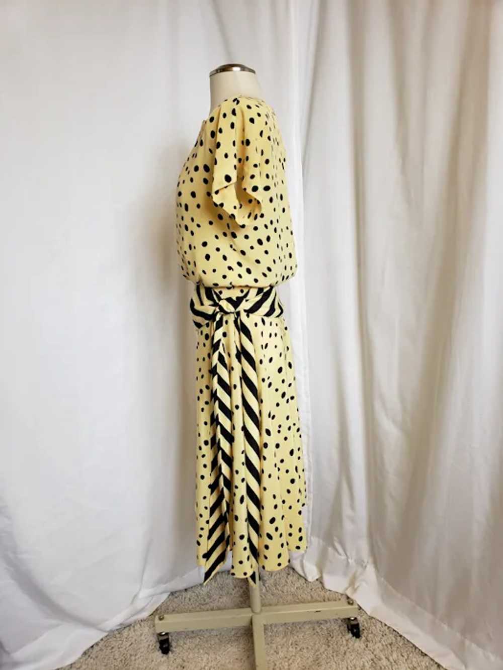 Sunny Yellow and Black Dots 'n Stripes Dress - image 3