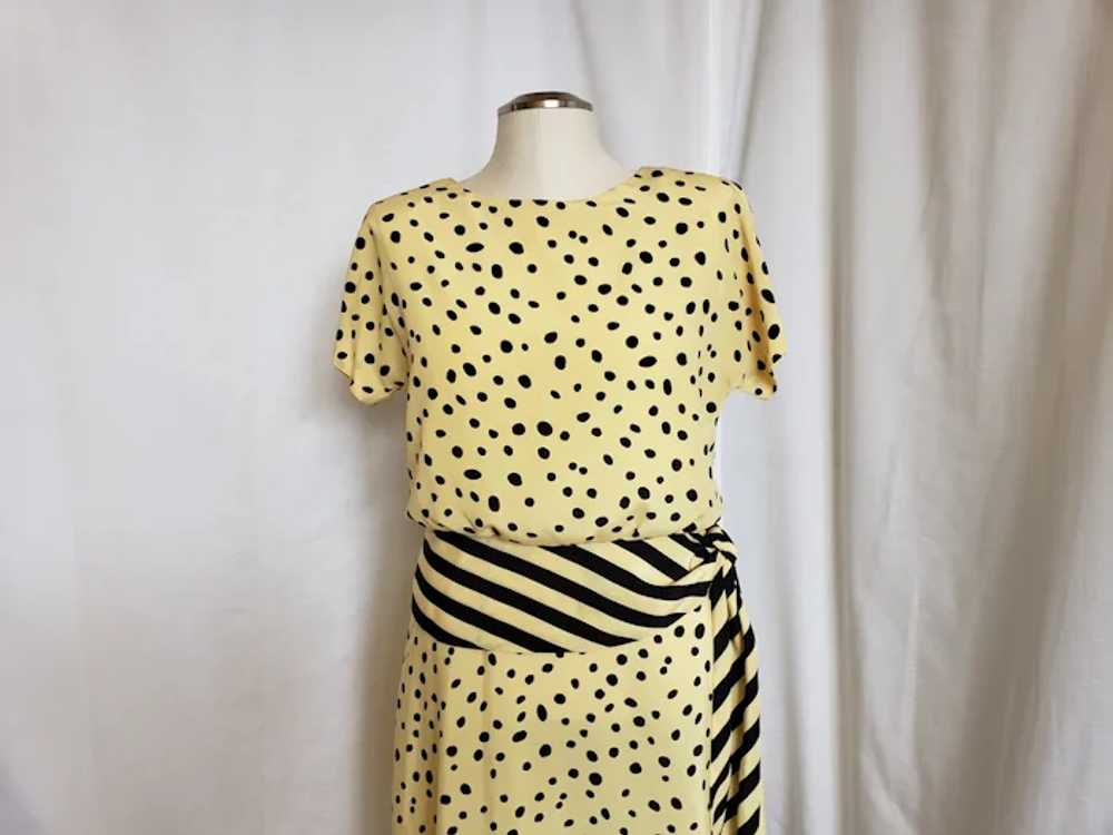Sunny Yellow and Black Dots 'n Stripes Dress - image 4