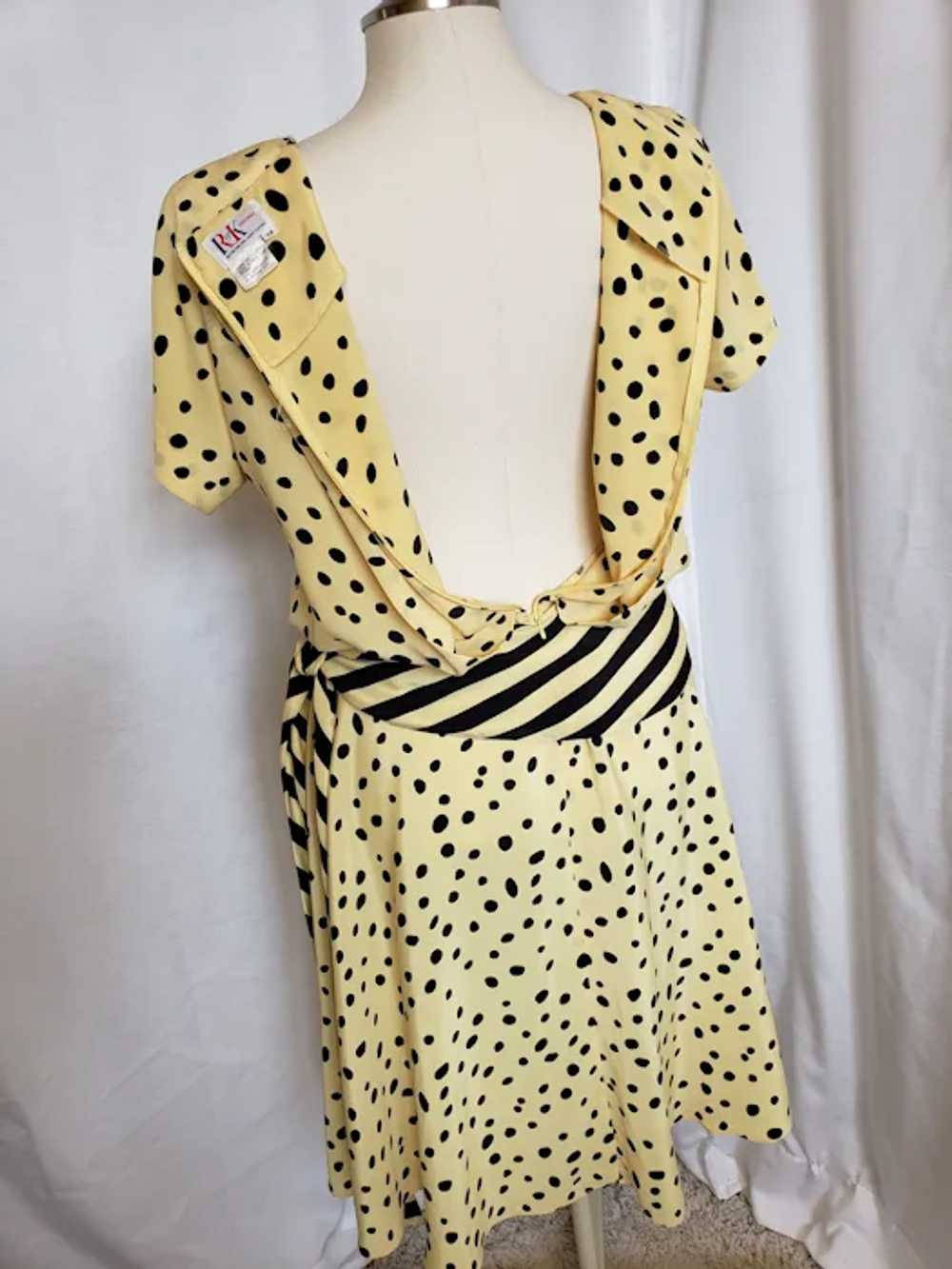 Sunny Yellow and Black Dots 'n Stripes Dress - image 5