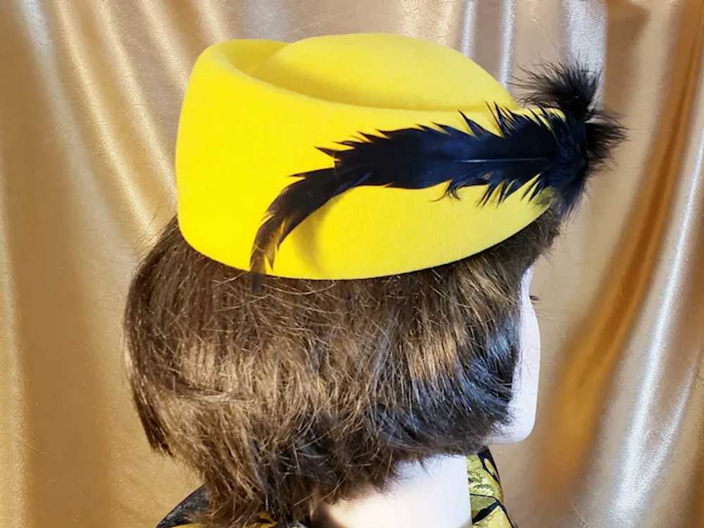 Vintage Feathered Yellow-Gold Gem of a Hat - image 2