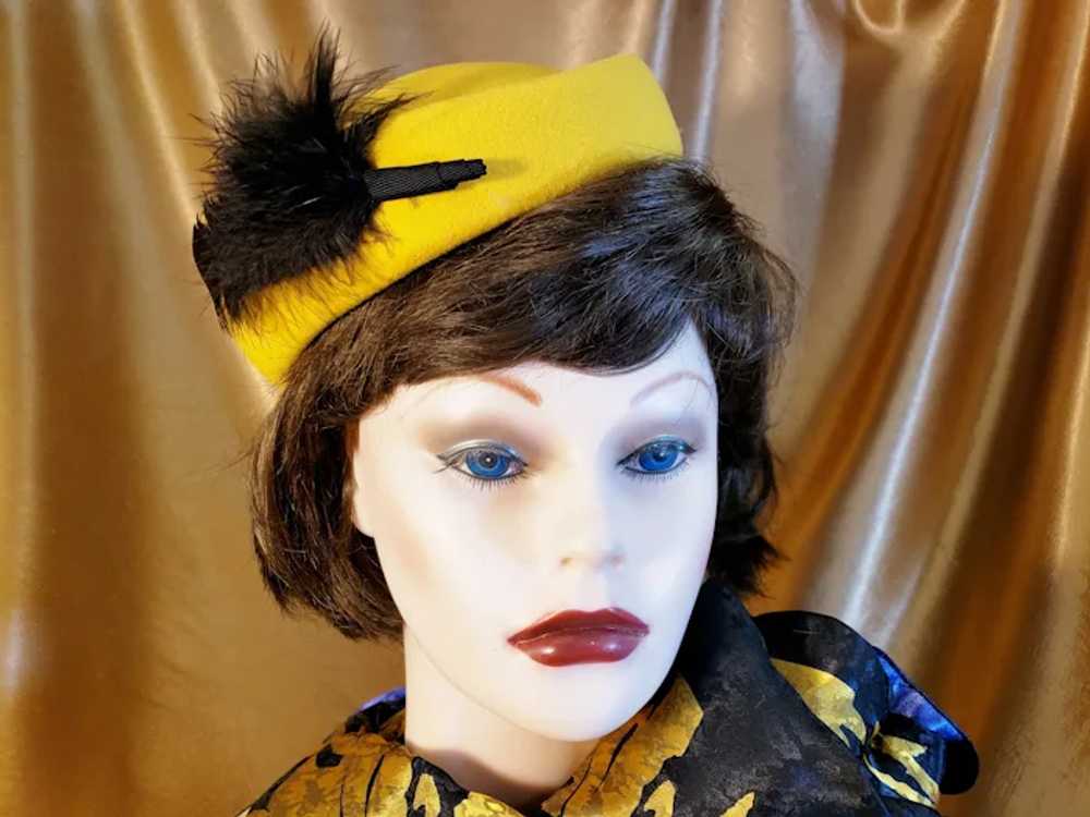 Vintage Feathered Yellow-Gold Gem of a Hat - image 6