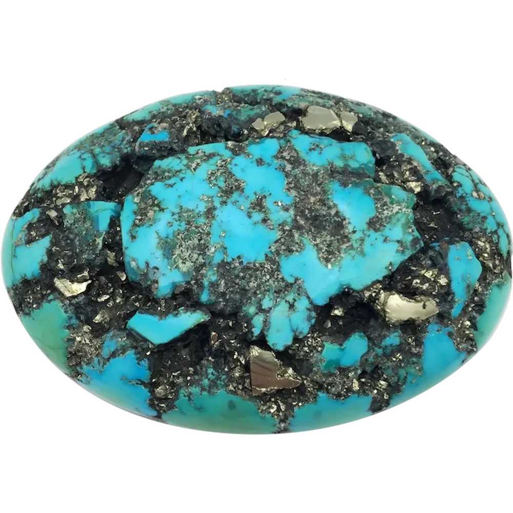 Large Turquoise In Matrix Belt Buckle - image 1