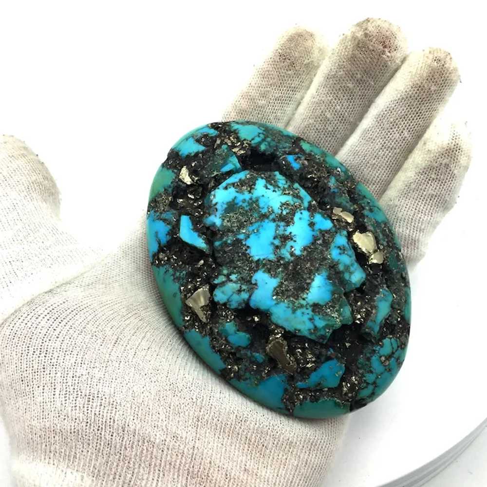 Large Turquoise In Matrix Belt Buckle - image 4