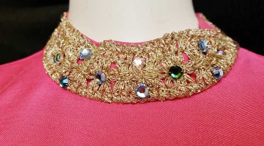 Pretty-in-Pink Bejeweled 1960's Dress & Jacket En… - image 3