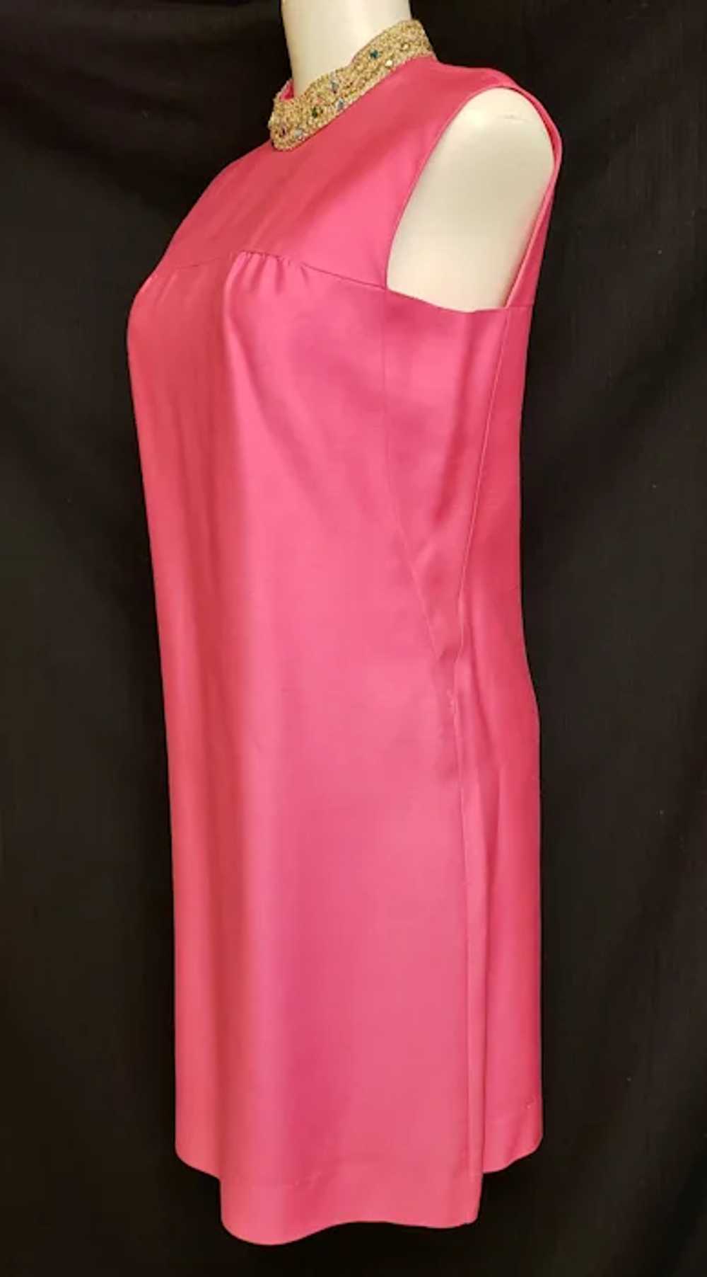 Pretty-in-Pink Bejeweled 1960's Dress & Jacket En… - image 5