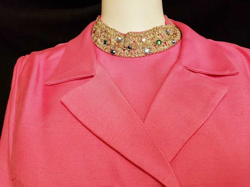 Pretty-in-Pink Bejeweled 1960's Dress & Jacket En… - image 7