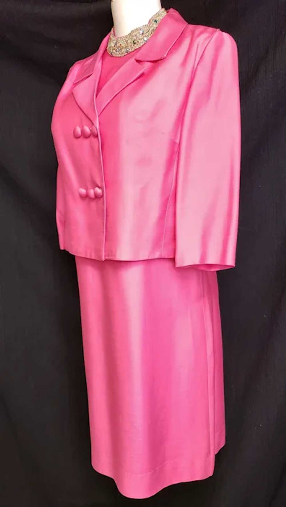 Pretty-in-Pink Bejeweled 1960's Dress & Jacket En… - image 8
