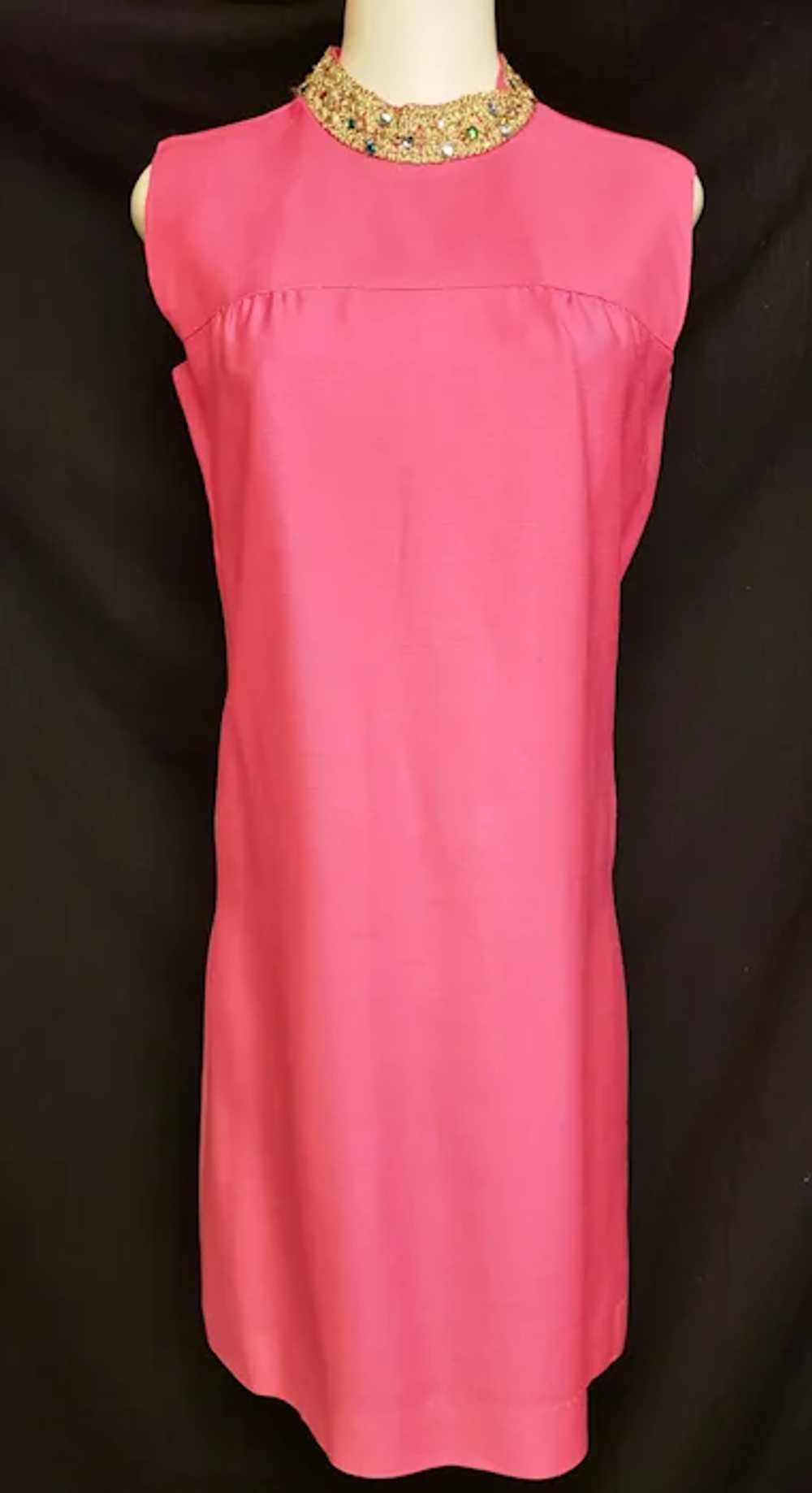 Pretty-in-Pink Bejeweled 1960's Dress & Jacket En… - image 9