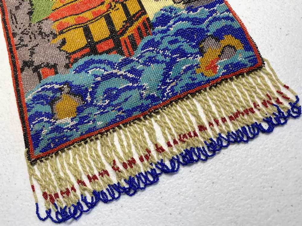 Lovely Antique Scenic Glass Beaded Purse Pagoda F… - image 11