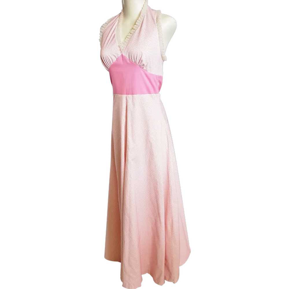Pretty in Pink, Dotted Swiss Halter Dress - image 1
