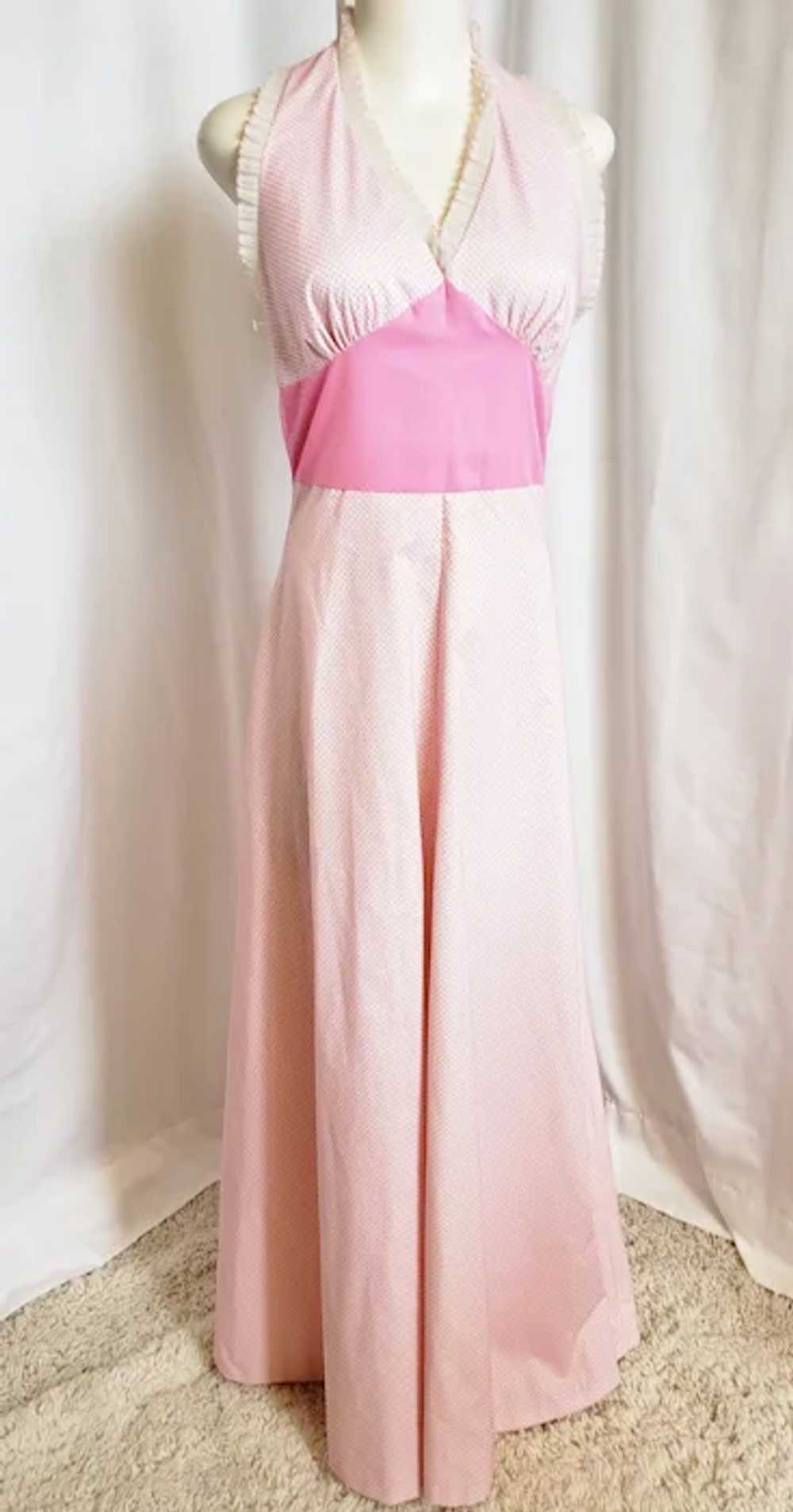 Pretty in Pink, Dotted Swiss Halter Dress - image 3