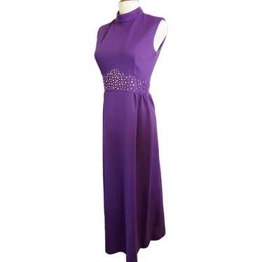 ROYAL Purple Bejeweled Mid-Century Gown
