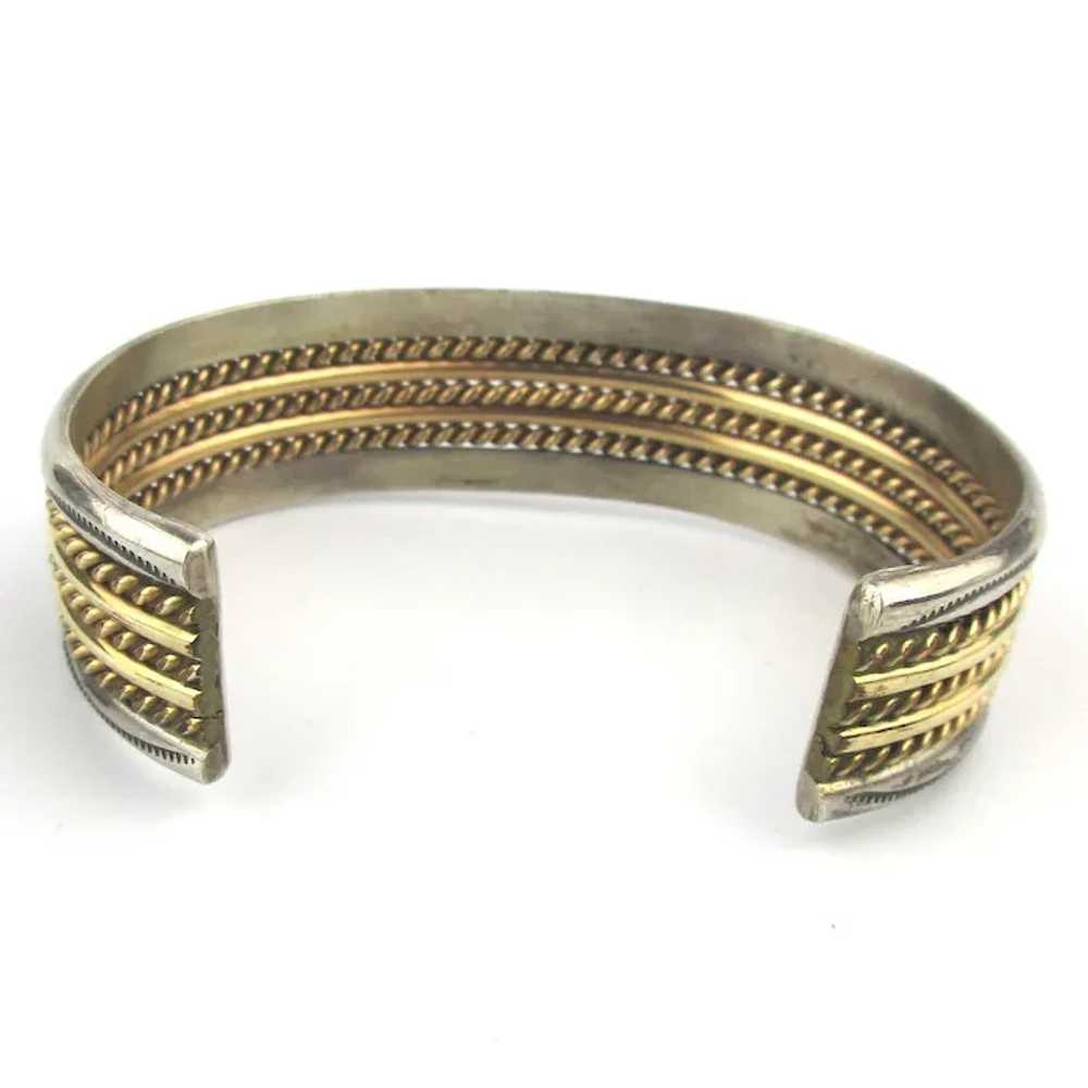 TAHE Navajo Sterling Silver Gold-Filled Cuff Brac… - image 5