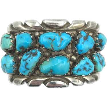 Native American Important Vintage Zuni Wayne Calavaza Turquoise Sterling Silver Bracelet Old Native American Important Vintage Zuni Wayne Calavaza Turquoise Sterling Silver Bracelet Old