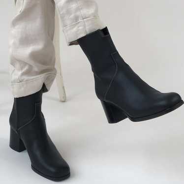 hm taupe dress black otk boots hermes belt - 1 (4)-2 - Stylish Petite