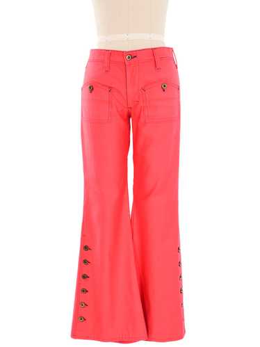 1970's Red Contrast Stitch Flares