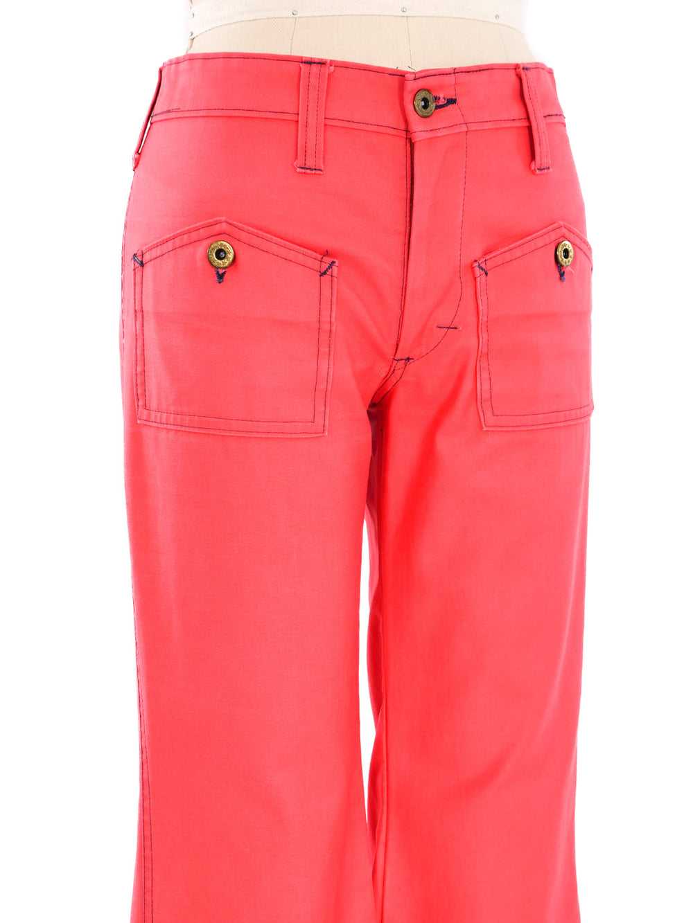 1970's Red Contrast Stitch Flares - image 2