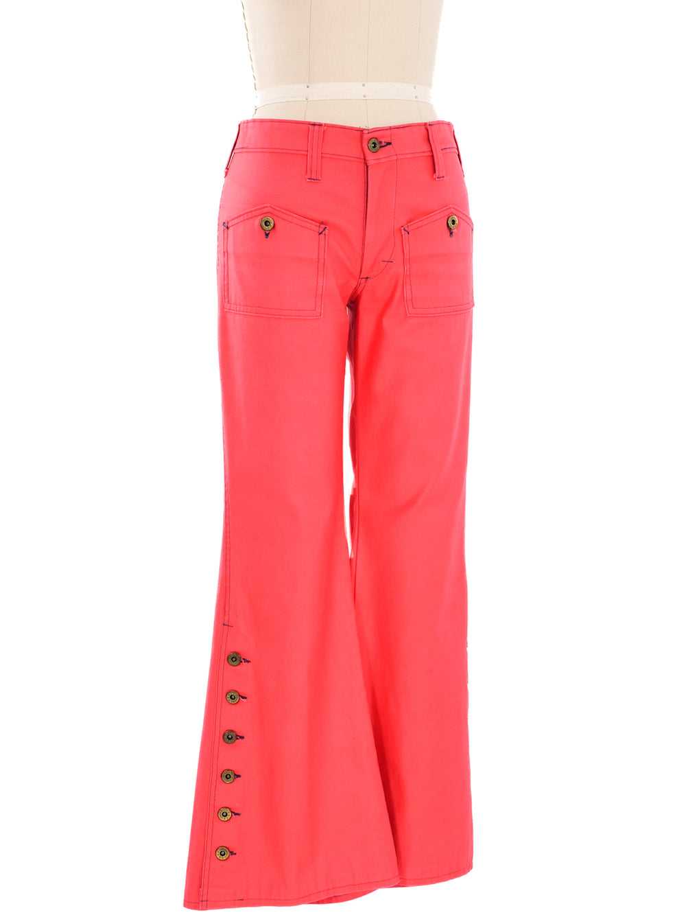 1970's Red Contrast Stitch Flares - image 3