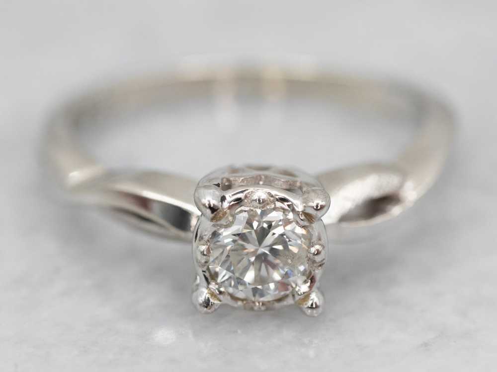 Diamond Twist Solitaire Engagement Ring - image 1